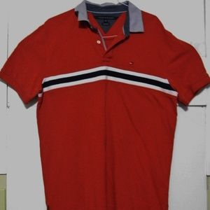 Tommy Hilfiger Red Polo Men's Single Striped XL